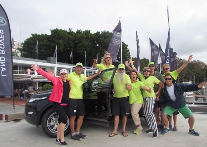 Kim Clinton (third from left) and Holy Cow! crew with the Land Rover - Great Veteran Race © CYCA Staff - copyright